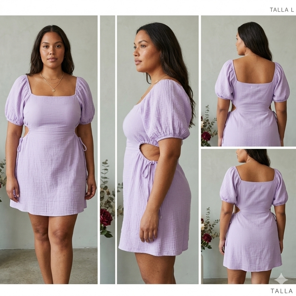 Chic Lilac Puff Sleeve Mini Dress